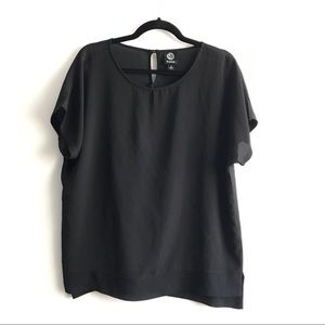 Black textured blouse.